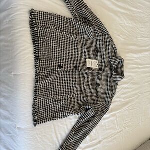 Zara Black and White Houndstooth Jacket